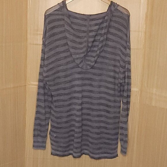 Spring + Mercer Plus Striped Hooded Nautical Open Knit Lightweight Sweater 1X - Picture 2 of 6